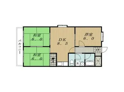 サンテラス花の木(3DK/4階)の間取り写真