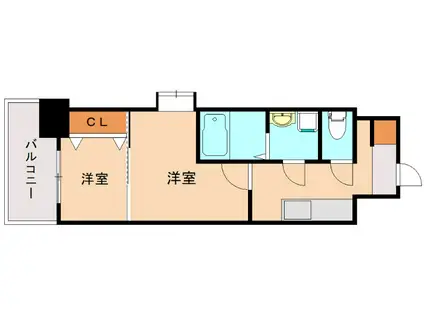 NO.86 クロスゲートタワー ORIENT BLD(2K/6階)の間取り写真