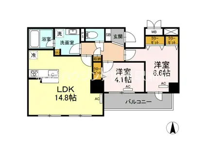 都営三田線 西台駅 徒歩9分 7階建 築6年(2LDK/2階)の間取り写真