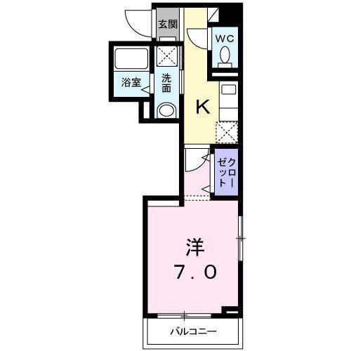 NICEWELL 鴻池(1K/1階)の間取り写真