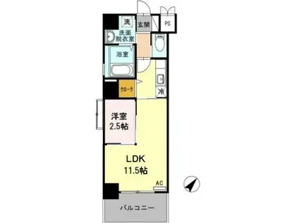 天神ファイブ(1LDK/6階)の間取り写真