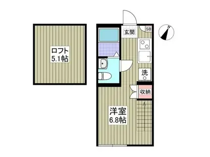 ヴィルナタル(ワンルーム/2階)の間取り写真