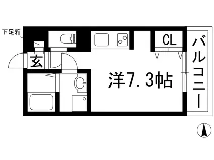 ＪＲ福知山線 川西池田駅 徒歩3分 3階建 築19年(ワンルーム/2階)の間取り写真