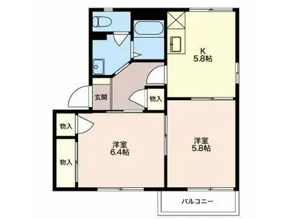 フレグランス伊澤(2K/2階)の間取り写真