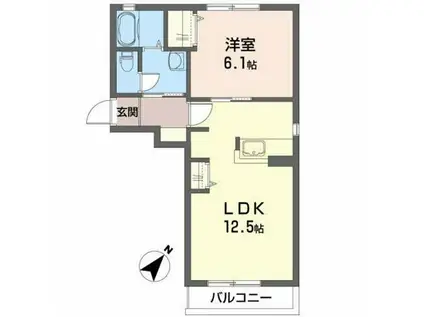 ドーノマエ(1LDK/2階)の間取り写真