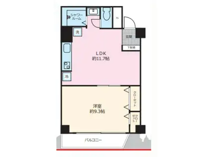 ハセベ第一コーポ(1LDK/5階)の間取り写真