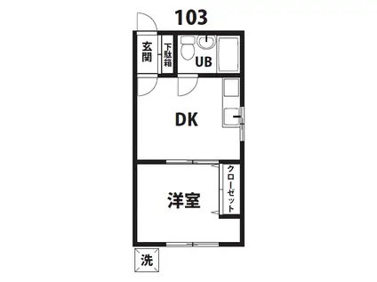 パレスプレジデントII(1DK/1階)の間取り写真