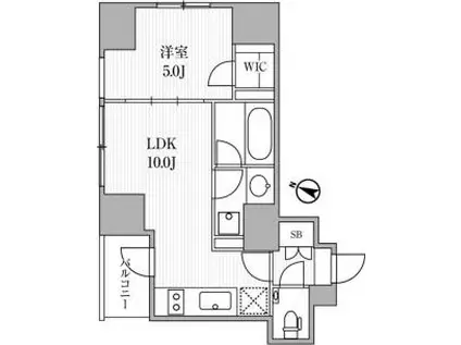 ディームス大手町ノース(1LDK/6階)の間取り写真