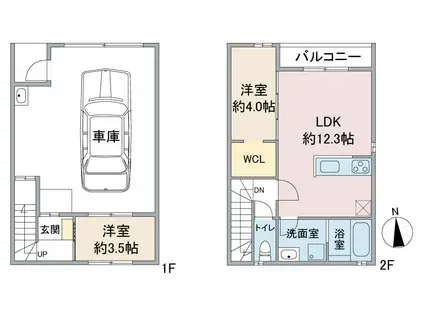 GCOLOR木田申尾(1SLDK/2階)の間取り写真
