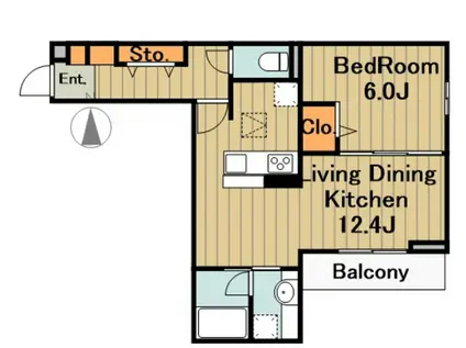 アルスフィルド相模原(1LDK/2階)の間取り写真