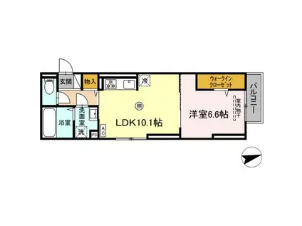 グランデシェチオ千本杉II(1LDK/1階)の間取り写真