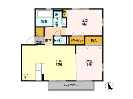 ウィンド東海岸(2LDK/2階)の間取り写真