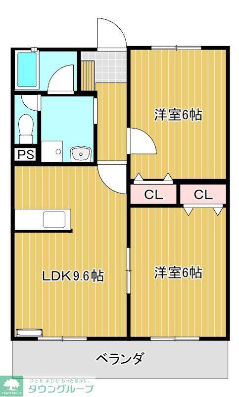 プリムヴェール(2LDK/1階)の間取り写真