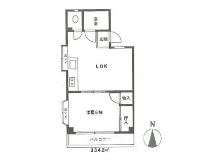 エクセルフミ(1DK/3階)の間取り写真