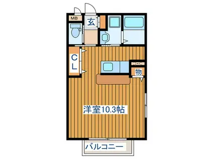 サニープレイス北山II(ワンルーム/1階)の間取り写真