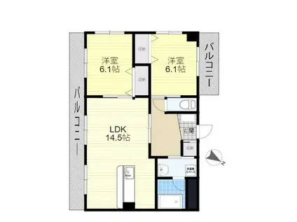 モンベル安達(2LDK/4階)の間取り写真