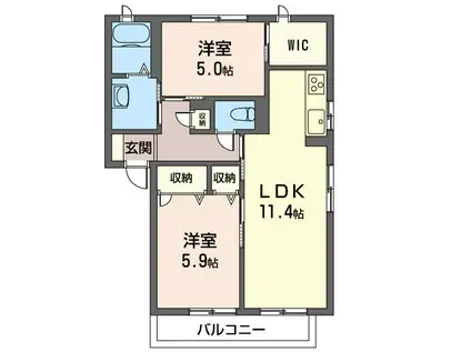 アルトほたる野C(2LDK/2階)の間取り写真