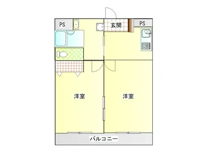 エトス大名(2K/5階)の間取り写真