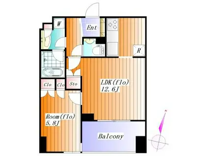 パークハウス平河町(1LDK/14階)の間取り写真