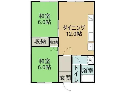 アーバンハイツ錦(2DK/2階)の間取り写真