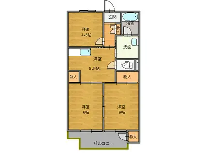 茂木マンション(3DK/1階)の間取り写真