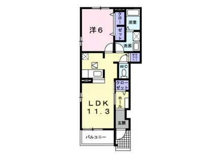 フリーデ中間A(1LDK/1階)の間取り写真