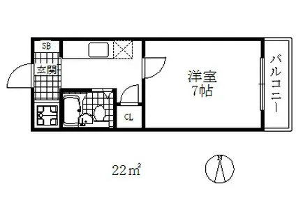 コーポアガペ(1K/1階)の間取り写真