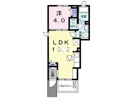 フィオーレV(1LDK/1階)の間取り写真