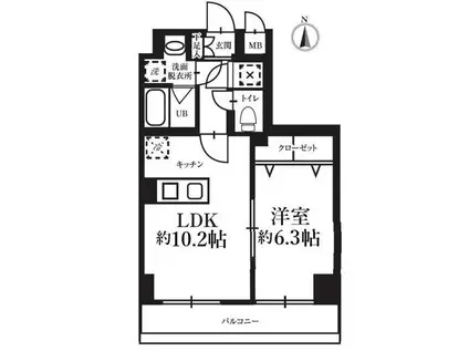TSGARDEN高円寺(1LDK/6階)の間取り写真