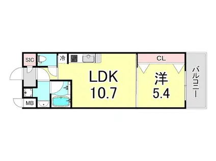 LA DOUCEUR西宮北口(1LDK/2階)の間取り写真