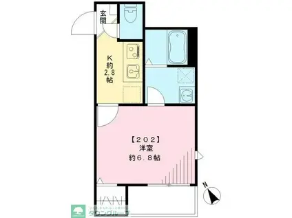 ラ ピラコ フォンターナ(1K/2階)の間取り写真