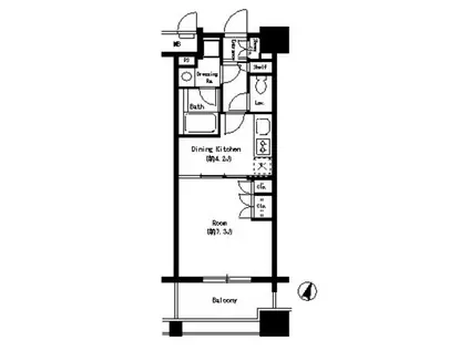 ポートヴィラ靭公園(1DK/3階)の間取り写真
