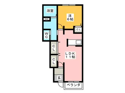 FIGLIAA(1LDK/1階)の間取り写真