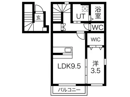 ペシュールV(1LDK/2階)の間取り写真