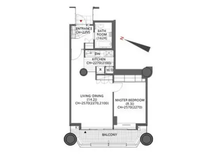 赤坂溜池タワーレジデンス(1LDK/24階)の間取り写真