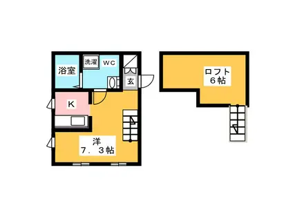 プリマ鶴ヶ島(ワンルーム/1階)の間取り写真