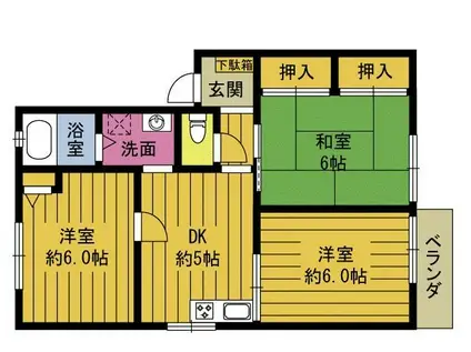 ディアスプリペットB(3DK/2階)の間取り写真