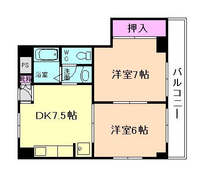 高木マンション(2DK/4階)の間取り写真