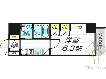 レジュールアッシュ・プレミアムツインI(1K/9階)の間取り写真