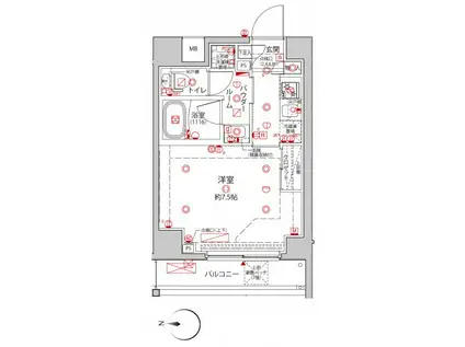 クレイシア森下ステーションサイト(1K/5階)の間取り写真