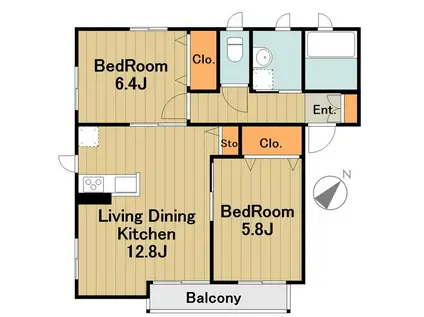 グリーンヒルズ(2LDK/1階)の間取り写真