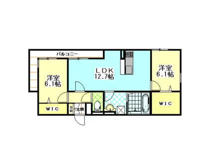 NUKATA COLN M(2LDK/2階)の間取り写真
