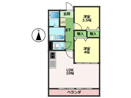 高見マンション(2LDK/2階)の間取り写真