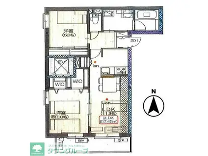 キリッシュパーク(2LDK/2階)の間取り写真