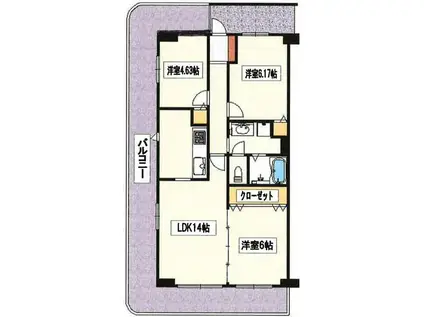 リバーサイドタウン木場南スカイハイツ(3LDK/10階)の間取り写真