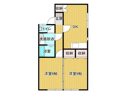 ドミール・ドゥ(3DK/1階)の間取り写真