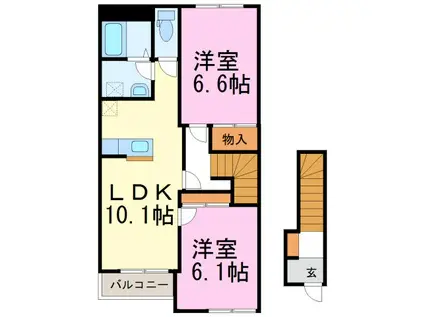 ジュエリー2ND(2LDK/2階)の間取り写真
