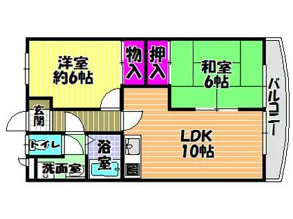 シェラ金剛(2LDK/3階)の間取り写真