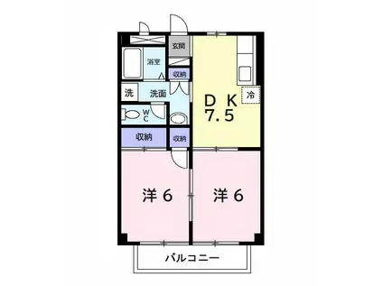 シャルマンクレールII(2DK/2階)の間取り写真