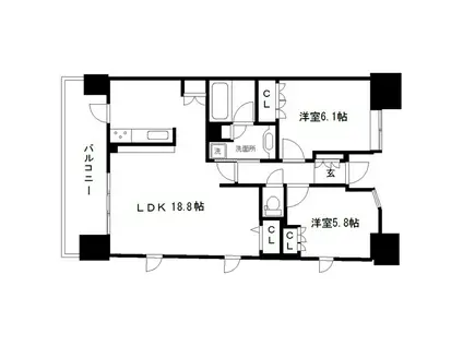 パークリュクス仙台(2LDK/14階)の間取り写真